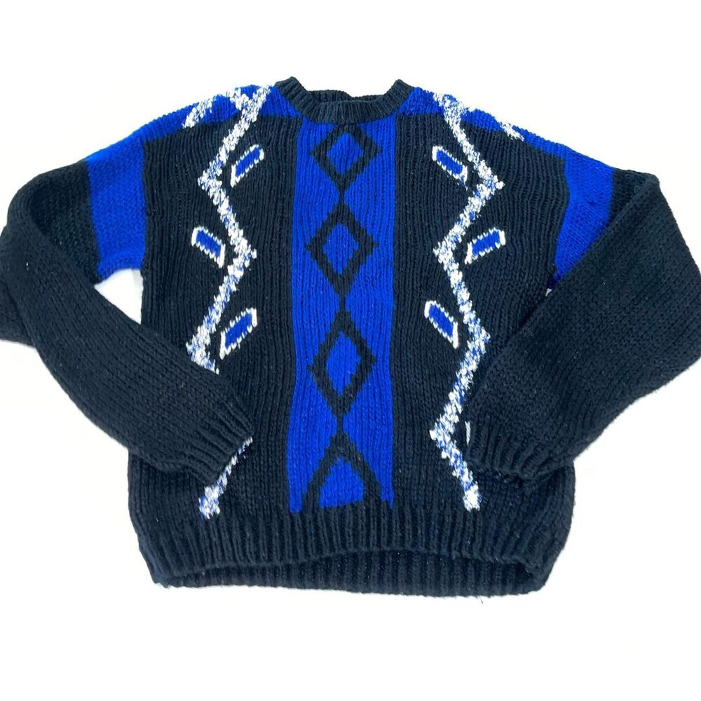 Vintage Le Tigre Knit Sweater‎ Mens XL 80’s Acrylic Cable Knit Textured A49